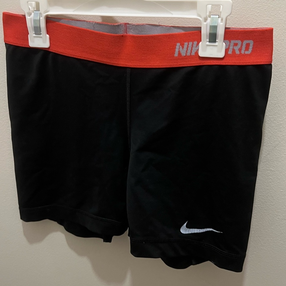 Nike Pro Black Shorts with Red Accent